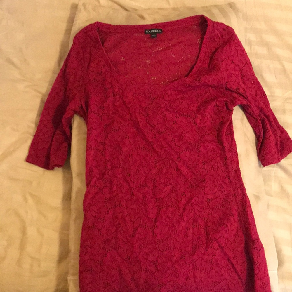 Red Stretch Cotton Lace